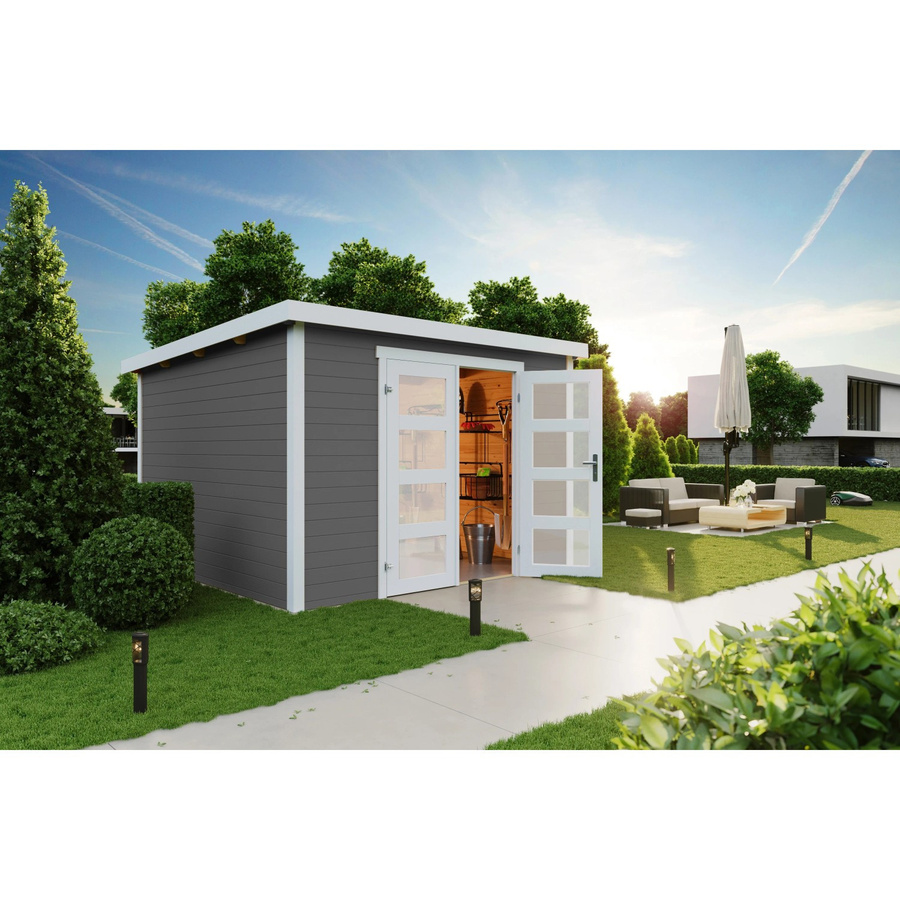 Lasita Holz-Gartenhaus Zambezi 6 mit Flachdach in Carbongrau, B/H/T: 320 x 210,9 x 274,7 cm - Bild 2