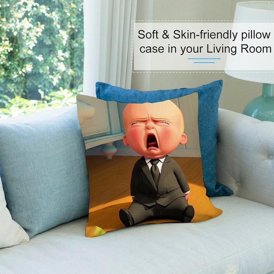 B-Boss B-Baby Kissenbezug aus Kurzplüsch mit doppelseitigem Druck für dein Sofa, 50,8 x 50,8 cm - Bild 3