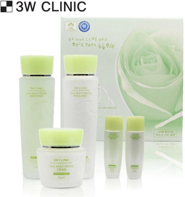 3W CLINIC Snail Moist Control Skin Care Set, Toner, Emulsion, Creme - Bild 1