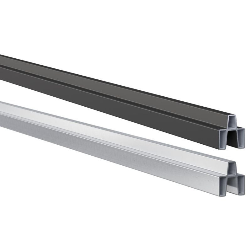 Sichtschutzzaun Design-Zwischenleiste aus Aluminium in Anthrazit und Silber mit Connector und U-Profil - Bild 1