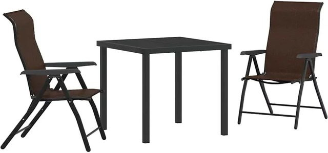 vidaXL Garten Essgruppe aus Poly-Rattan und Glas in Braun, 3-teilig, höhenverstellbar, B/T/H: 80 x 73 x 80 cm - Bild 1