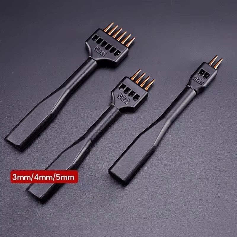 DIY Lederlochstanzer Set aus Metall in Schwarz für Handwerk und Näharbeiten mit 4mm, 5mm und 6mm Lochreihen - Bild 2