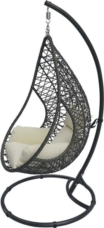 Greemotion Hängesessel Kuba Egg Design aus Rattan und Stahl mit Polsterung in Weiß, Schwarz oder Anthrazit - Bild 5