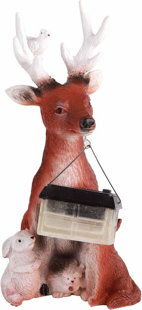 GoolRC Solar Tier Ornamente aus Harz in Braun mit Hirsch, Kaninchen, Igel und Wolf zur Dekoration - Bild 1