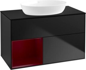 V&B Waschtischunterschrank Finion 100 in Blau Lackiert mit Regal, Breite: 100 cm, Tiefe: 50,1 cm, Höhe: 50,1 cm - Bild 1