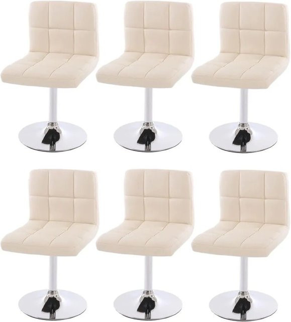 6er-Set MCW Esszimmerstühle Cadiz Drehstühle aus Kunstleder in Beige mit Chromgestell - Bild 2