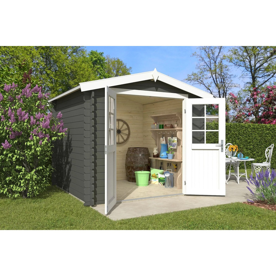 Lasita Gartenhaus Ingo Maja mit Satteldach in Grüngrau, B/T/H: 262,6 x 222,3 x 250 cm - Bild 2