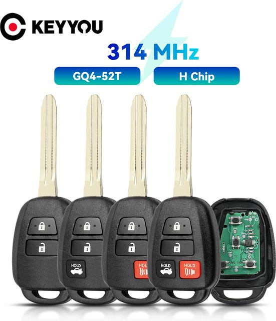 KEYYOU Fernbedienung Autoschlüssel für Toyota RAV4 Highlander Sequoia Tundra Tacoma, 314 MHz H Chip, Schwarz - Bild 1