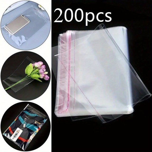 200 Stück selbstklebende transparente OPP-Beutel aus Kunststoff zum wiederverschließbaren Verpacken von Geschenken, Dokumenten und Schmuck - Bild 1