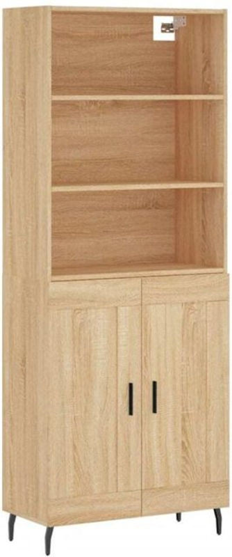 Highboard Vidaxl in Sonoma-Eiche Natur, Modernes Design aus Holzwerkstoff und Metall, B/T/H: 69,5 x 34 x 180 cm - Bild 1