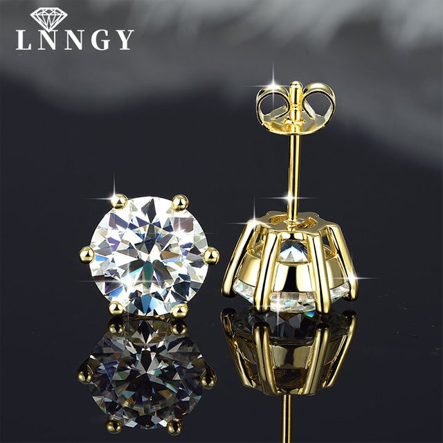 Lnngy Moissanit-Ohrstecker, 14 Karat Gold gefüllt, Diamant, Damen und Mädchen - Bild 1