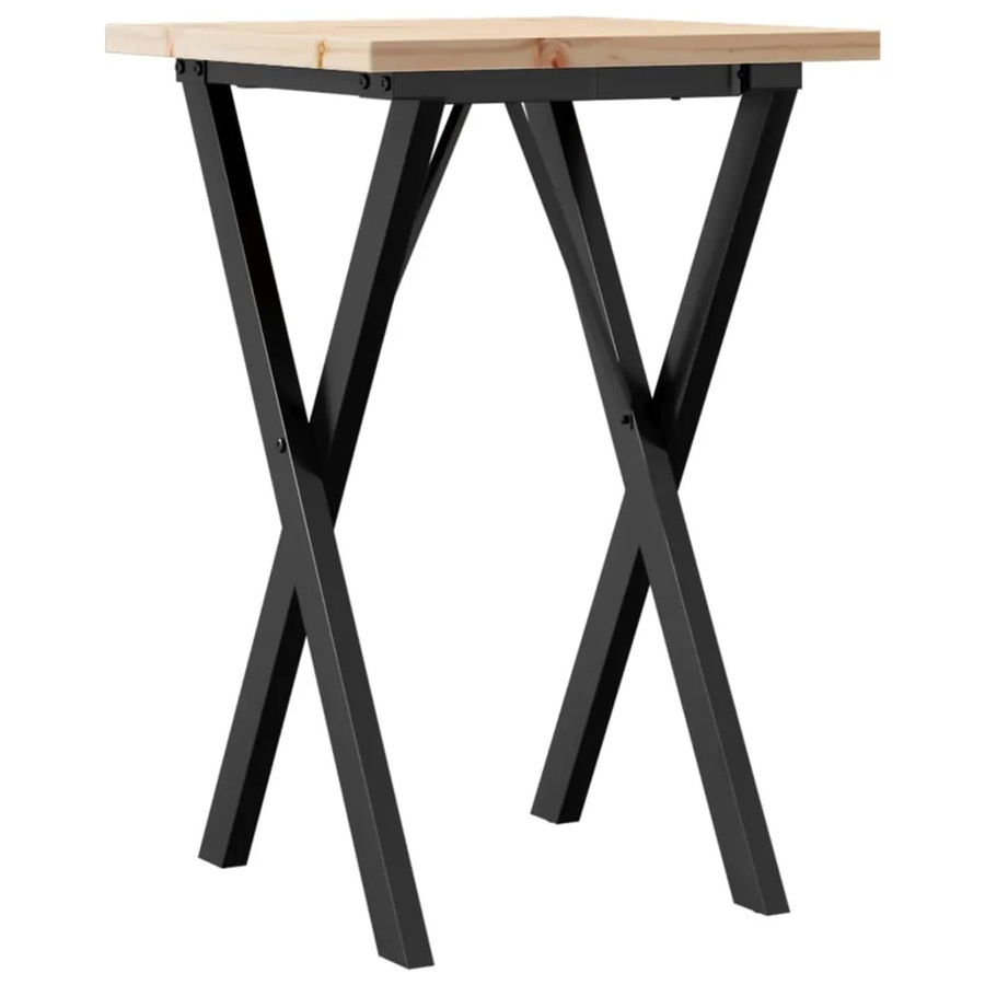 vidaXL Esstisch mit X-Gestell aus Massivholz Kiefer und Gusseisen in Braun, B/T/H: 50 x 50 x 75,5 cm - Bild 2