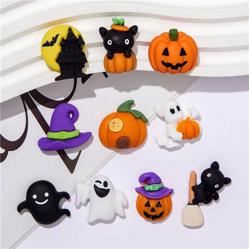 10 Stück Halloween Harz-Magnete mit Motiv-Aufklebern in Schwarz und Multicolour für Fotos und Heimdekoration - Bild 2