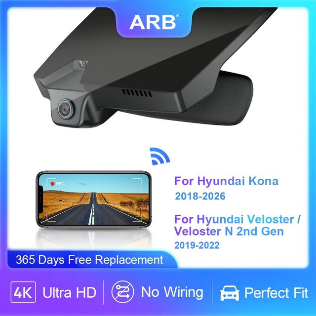 ARB 4K Auto-DVR Dashcam im OEM-Style mit WLAN-App für Hyundai Kona, Kona Electric und Veloster, Veloster N, Schwarz, LHD - Bild 1