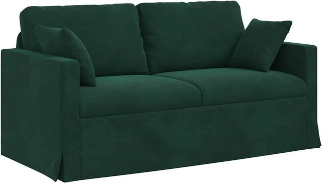 vidaXL Sofa in Dunkelgrün aus Samt mit Metallrahmen B/T/H: 158 x 78 x 80 cm - Bild 1