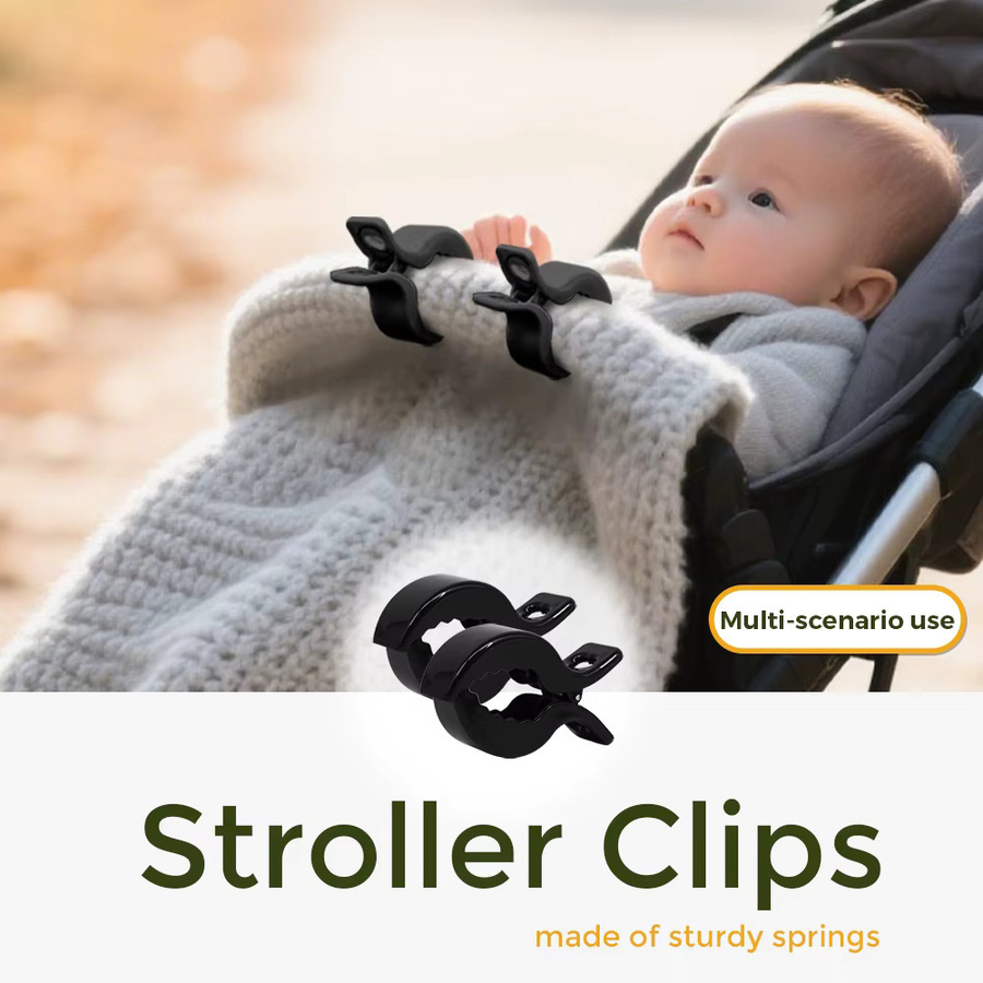 2er-Set bunte Kinderwagen Deckenclips von momo&dudu aus Kunststoff zum Befestigen von Decken und Sitzabdeckungen in Schwarz und Multicolour - Bild 2