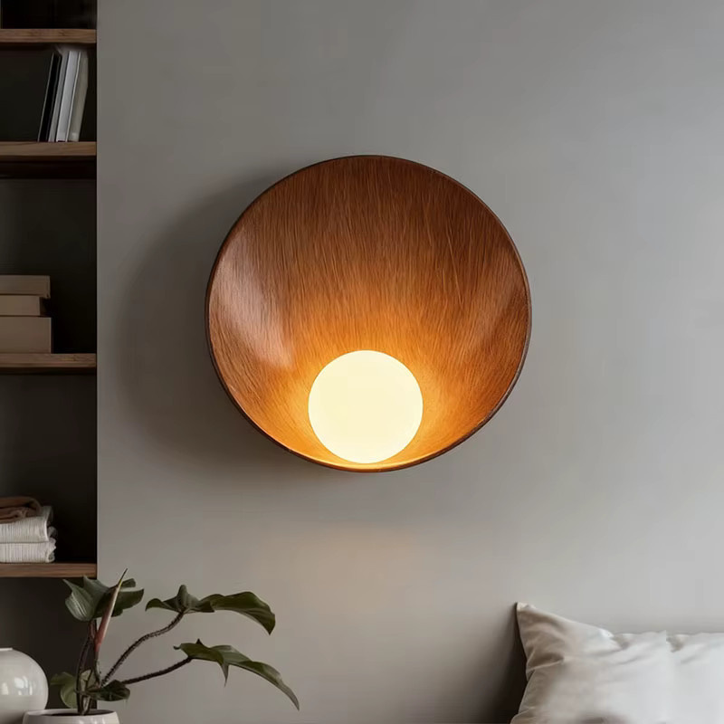 LINCCW LED Wandlampe Rund im Vintage-Design aus Harz und Metall mit warmweißem Licht für Schlafzimmer und Flur - Bild 1