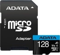 ADATA Premier microSDXC Speicherkarte 128 GB, Klasse 10, UHS-I U1, A1, Schwarz mit Adapter - Bild 1