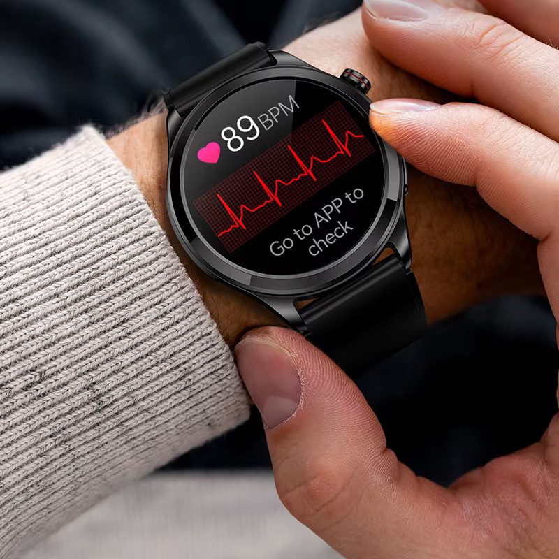 GEJIAN Smartwatch, Schwarz, Silikon, 1,39 Zoll, Rund - Bild 2