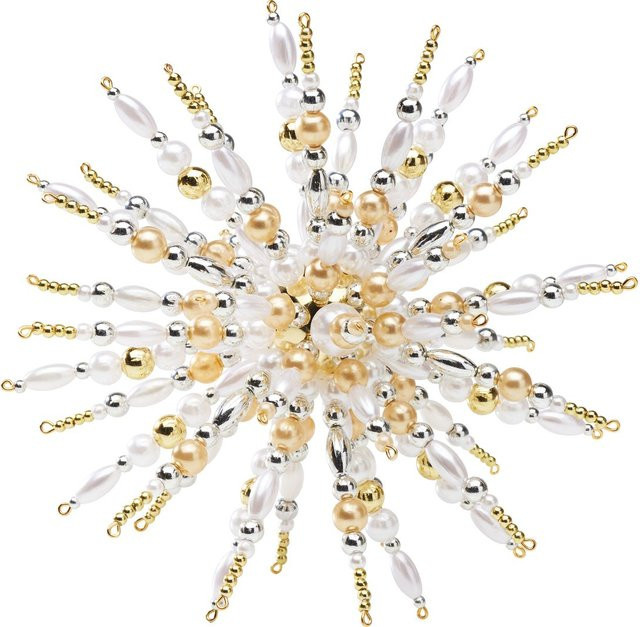 Zauberperle Perlenstern-Komplettset Pearlized Gold in Gold und Weiß als hängender Stern aus Kunststoff und Draht - Bild 1