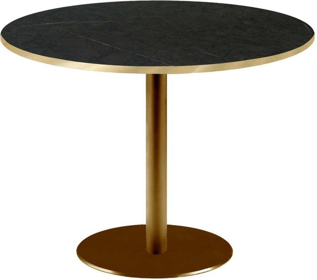 RestooTab Tisch Rome XL rund mit Gestell in Goldmetallic und Platte in Schwarz, Grau und Messing, Höhe: 75 cm, Durchmesser: 120 cm - Bild 1