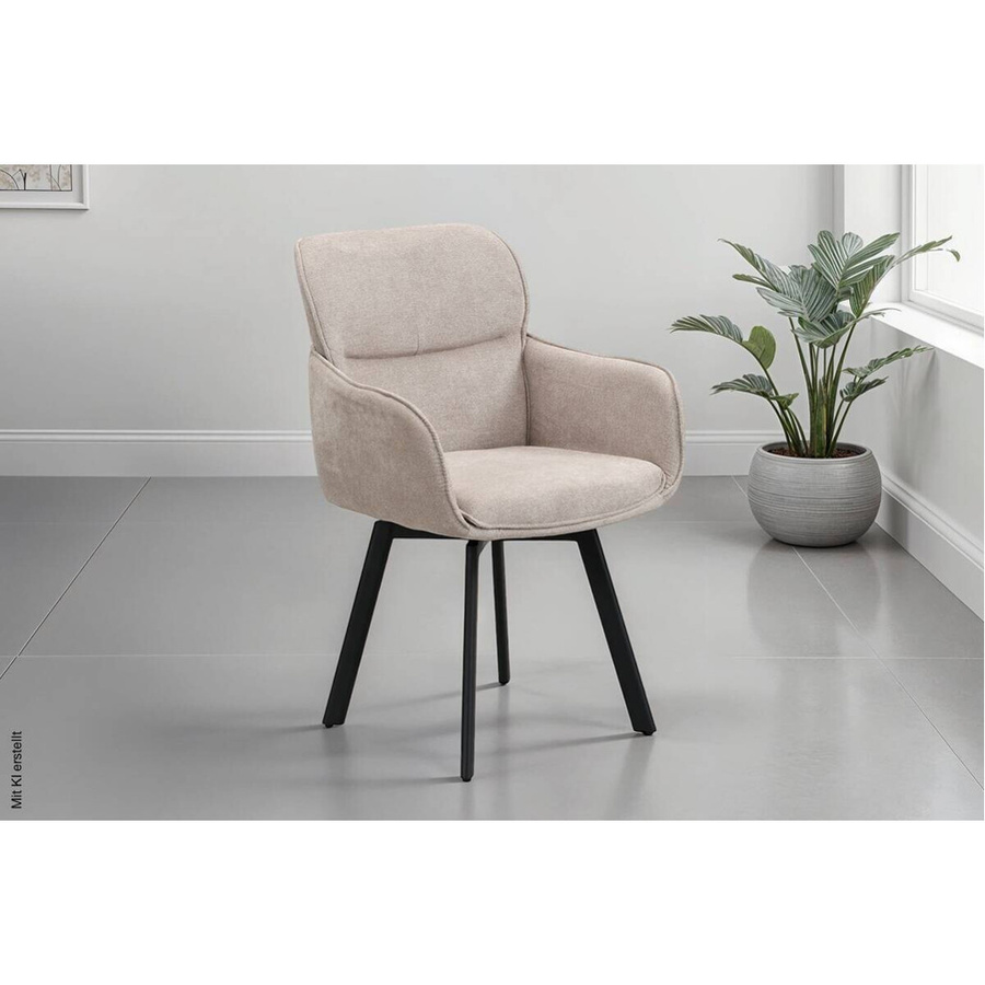 2er-Set Stühle RICO von byLIVING in Schwarz und Taupe mit Metallgestell und Stoffbezug, B/H/T: 61 x 90 x 63 cm - Bild 2