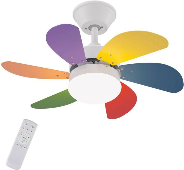 NETTLIFE Deckenventilator aus Metall mit LED-Licht, Fernbedienung und Timer, Mehrfarbig - Bild 1