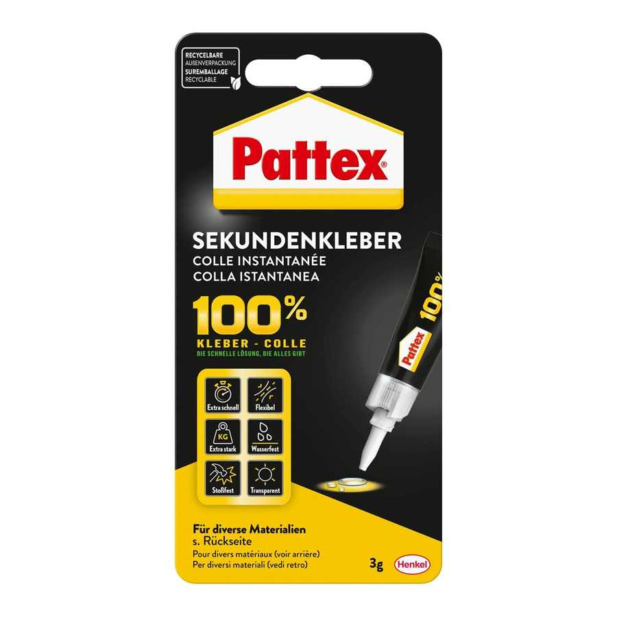 Pattex 100% Sekundenkleber Transparent 3g - Bild 3