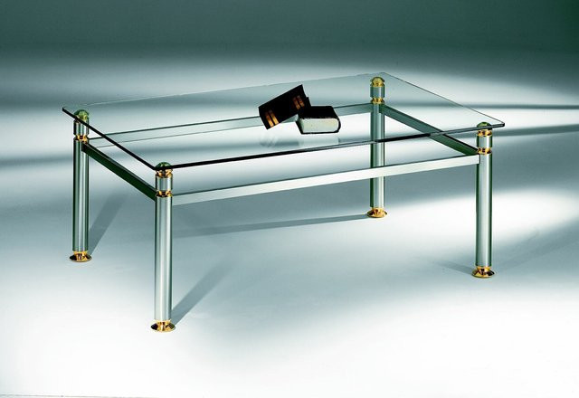 Couchtisch 8410NK von HASSE in Silber und Transparent mit Klarglas und Edelstahl, B/T/H: 120 x 80 x 38 cm - Bild 1