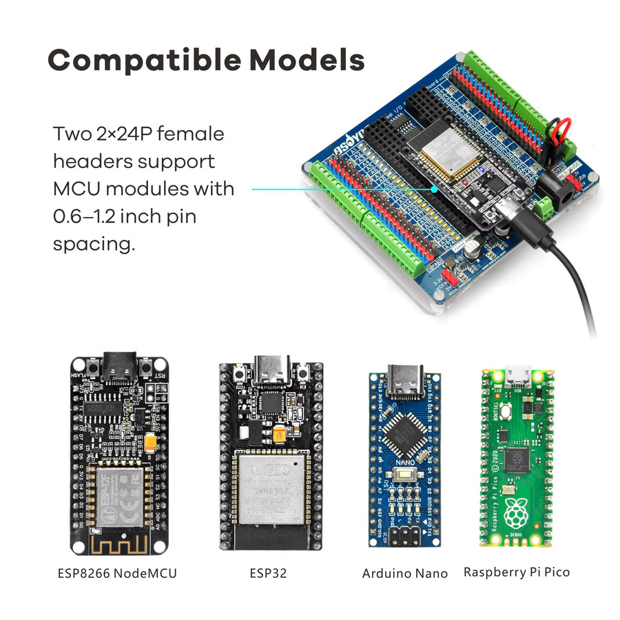 OSOYOO Universal IO Breakout Board Blau – GPIO-Erweiterungs- und Debugging-Plattform für Arduino Nano, ESP32, ESP8266 NodeMCU und Raspberry Pi - Bild 3