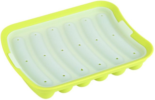 DIYelecs Silikon Backform für Hot Dogs und Würstchen mit 6 Vertiefungen, Grün - Bild 1