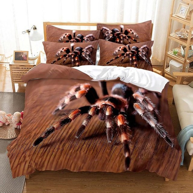 Bettwäsche-Set mit Spinne-Motiv von Binchi Outdoor Product, braun, Material: Mikrofaser, B/H: 135 x 200 cm - Bild 1