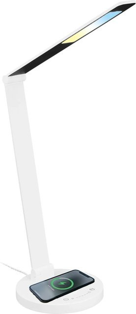 Brilo Schreibtischleuchte Cuma LED mit induktivem Laden, Touch-Dimmfunktion und modernem Design in Weiß - Bild 1