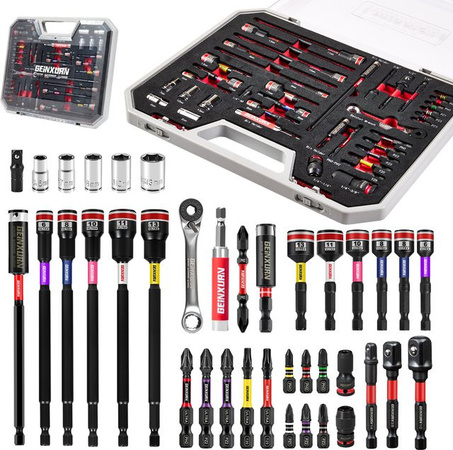 Geinxurn 38-teiliges Werkzeugset mit Stecknuss- und Bithalter, S2-Schraubendreher-Bits, Mutternschrauber, Mini-Wrench und Schnellwechseladapter für Heimwerker