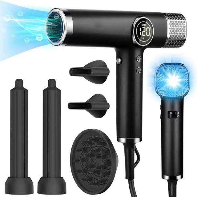 Pythair Hochgeschwindigkeits-Haartrockner mit bürstenlosem Motor und Negativ-Ionen-Funktion in Schwarz - Bild 1