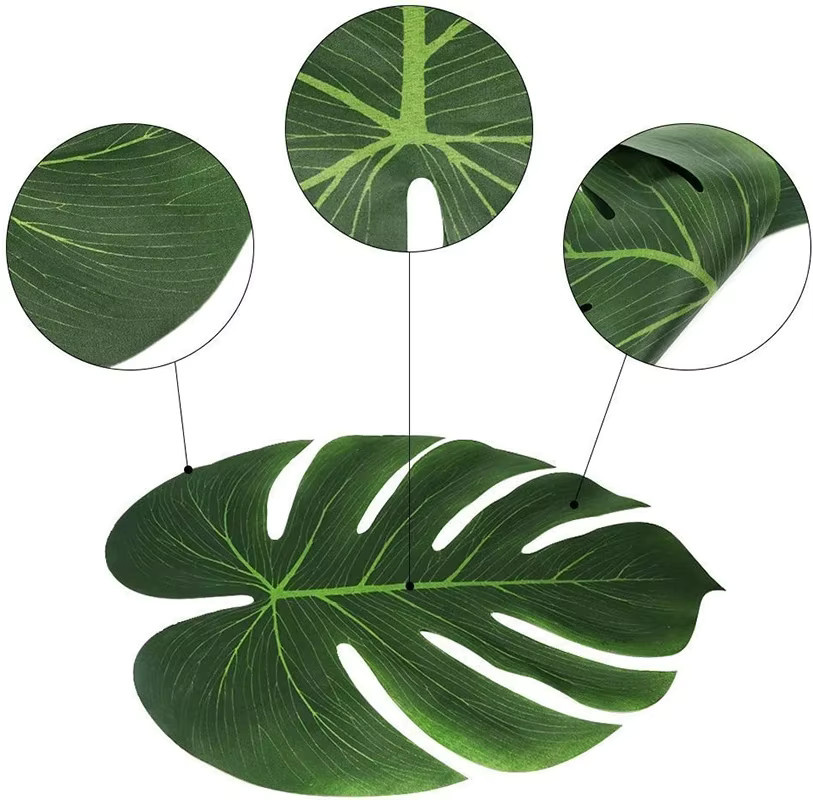 12 Stück künstliche tropische Palmblätter von YONGSNOW in Grün aus Seide für Hawaii, Luau, Strand und Hochzeitsdekoration - Bild 6