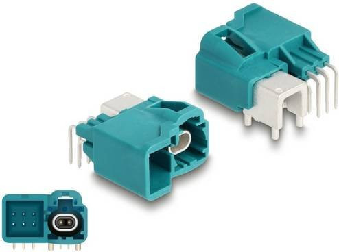 Delock HDMTD Single und Powerpin Stecker gewinkelt für PCB in Türkis und Weiß matt (90328) - Bild 1