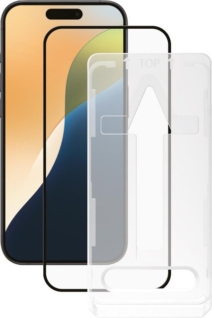 Vivanco Full Screen Displayschutzglas für iPhone 16 Plus und iPhone 15 Plus mit Easy Applikator Installation, transparent - Bild 1
