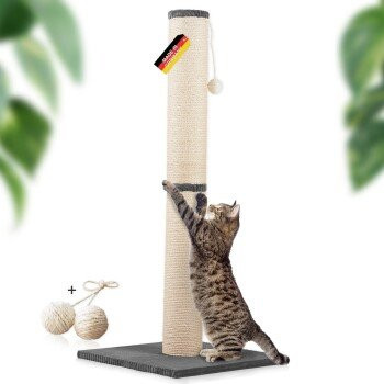 Rohrschneider Kratzbaum XL in Dunkelgrau mit extra dicker Sisal-Kratzsäule und Spielzeug, B/T/H: 45 x 45 x 107 cm - Bild 1