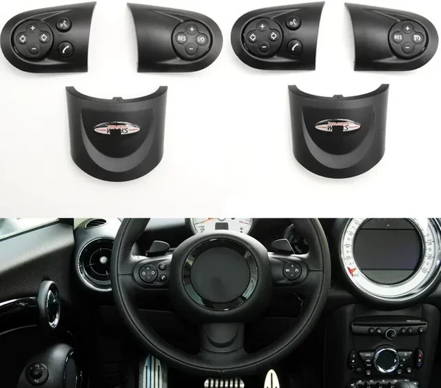 Soarhorse Lenkrad-Schalter Trim Abdeckung Lautstärkeregler Taste für BMW MINI Cooper R55 R56 R57 R58 R59 R60 R61, Schwarz - Bild 1