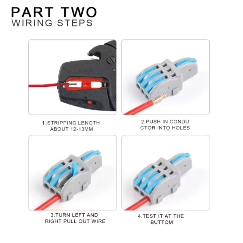 QHJIA Mini-Multi-Port-Kabelstecker Universeller kompakter Splitter-Push-In-Klemmenblock für elektrische Leiter im Haushalt - Bild 3