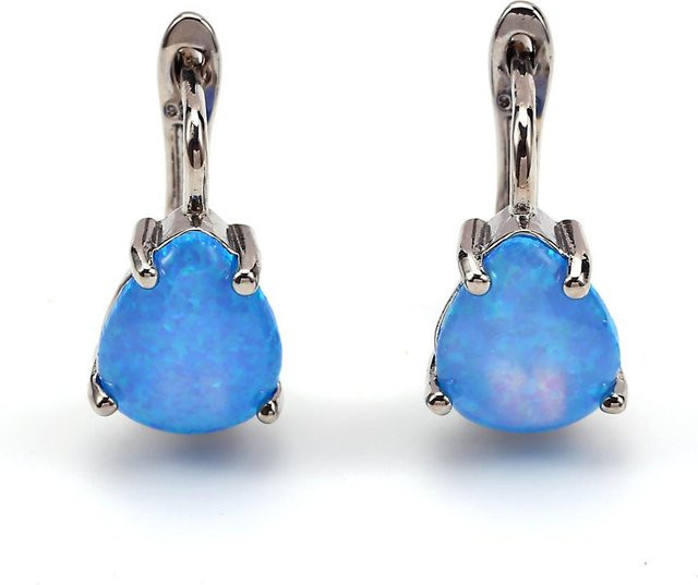 YIRAN Jewelry Ohrbügel, 950 Platin, Blau und Weiß, Zirkonia, Kristall, Damen - Bild 1