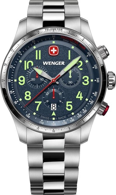 Wenger Chronograph, Quarz, Edelstahl, Blau, 43 mm, Herren - Bild 1