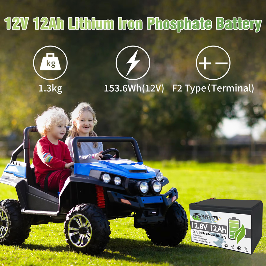 TCBWORTH LiFePo4 Lithium-Eisenphosphat-Akku 12V mit integriertem BMS in Schwarz - Bild 3