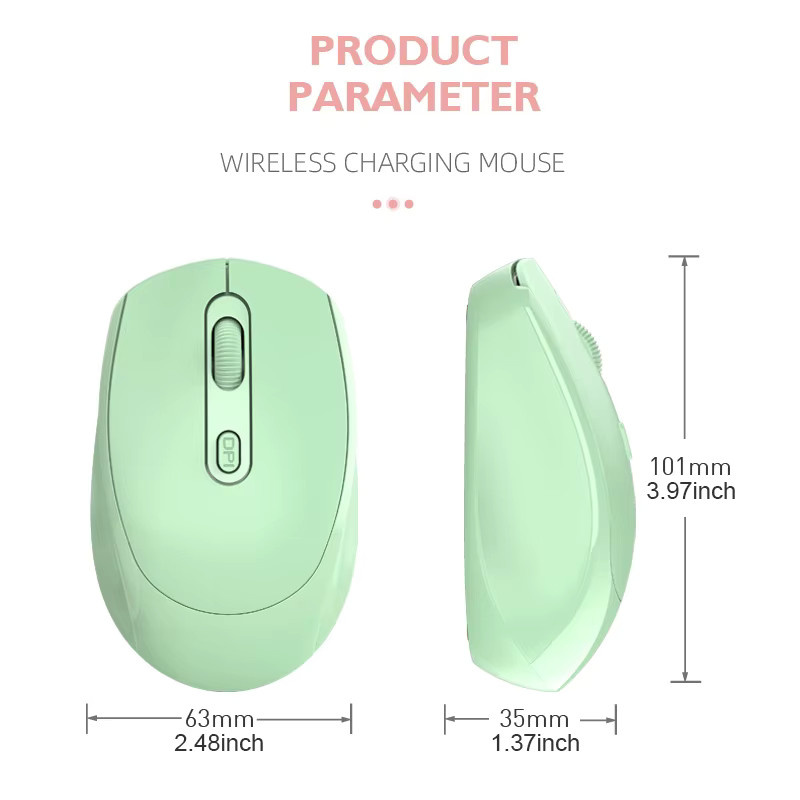Kebidumei Ergonomische Bluetooth-Maus mit RGB, 2,4 G USB und 1600 DPI, Wiederaufladbare Optische Gaming-Maus für Laptop und PC, Farbe: Pink - Bild 2