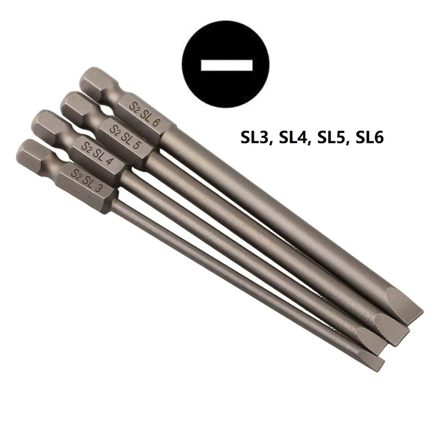 VIBRATITE 4er-Set magnetische Schraubendreher-Bits aus legiertem Stahl mit 1/4 Zoll Sechskantschaft, Länge: 100 mm, für Torx, Kreuzschlitz, Sechskant und Schlitz - Bild 2