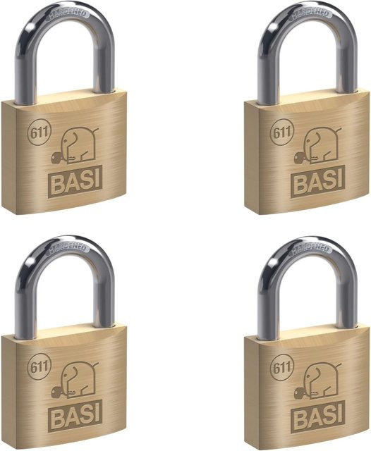 Basi Vorhangschloss Set 4x VHS 611 Gleichschließend in Gold mit Messinggehäuse Breite: 40 mm - Bild 1