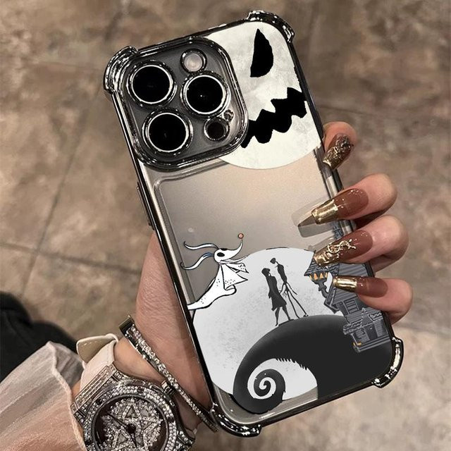 The Nightmare Before Christmas vergoldete Handyhülle für iPhone 11 bis iPhone 17 Pro Max, transparent/gold, sturzfest - Bild 1