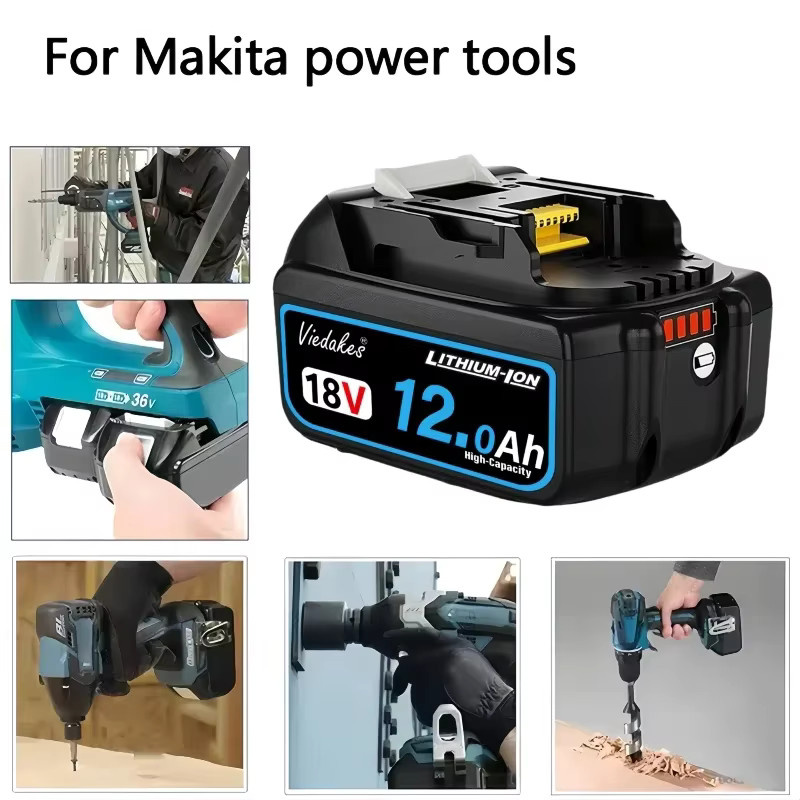 Viedakes Li-Ionen-Akku 18 V 12,0 Ah Schwarz, kompatibel mit kabellosen Makita-Werkzeugen - Bild 5