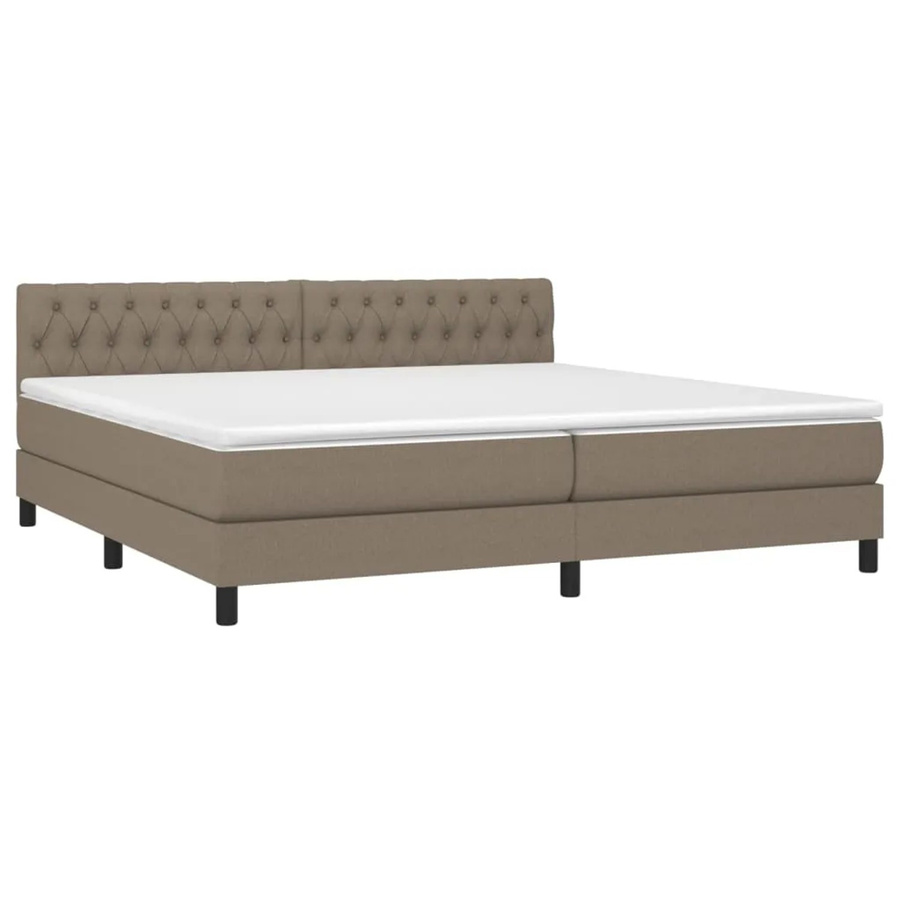 vidaXL Boxspringbett mit Matratze und LED in Taupe, Hybrid-Bett mit USB-Ladeport und Unterbettbeleuchtung, B/T/H: 200 x 203 x 78 cm - Bild 2